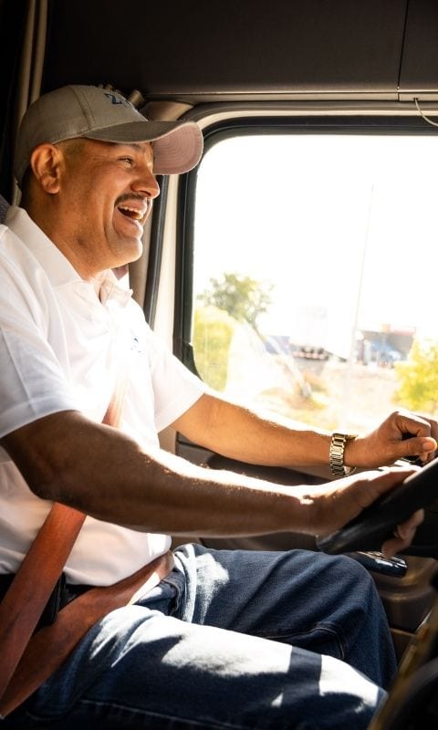 zion transport employee inside truck driving